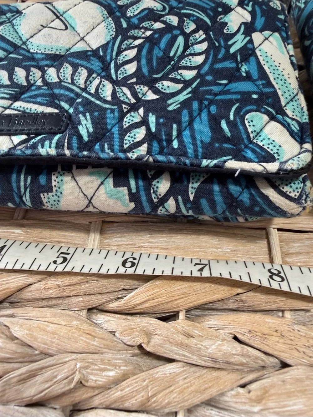 Vera Bradley Navy Blue and Cream Quilted Crossbody with Matching Wallet